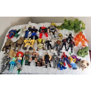 Lot of 34 Misc Action Figures Superhero monsters joker spiderman